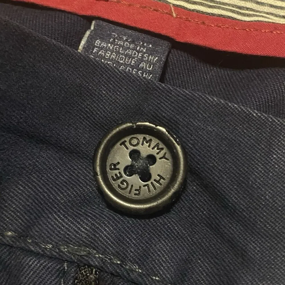 Tommy Hilfiger Mens Chino Pants Trousers 34x30 Navy Cotton Missing Back Buttons
